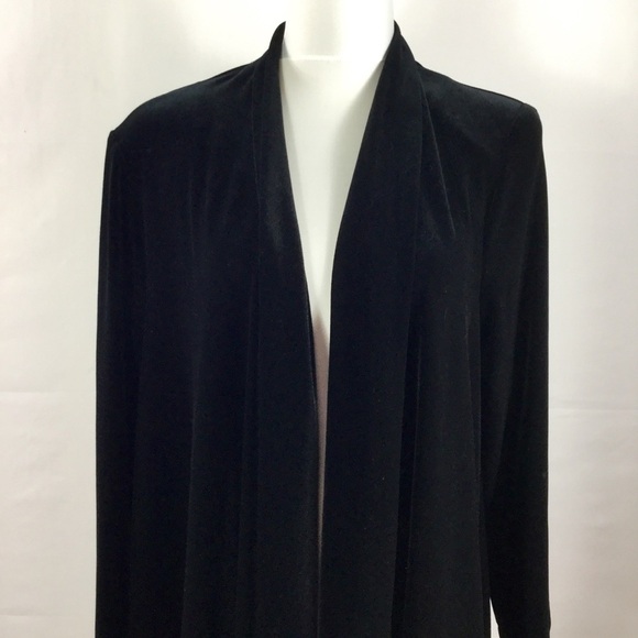 Vintage R&K Evenings Open Front Black Velvet Jacket Cardigan - Picture 2 of 13